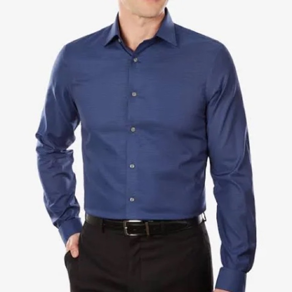 Michael strahan slim fit Men's Blue Dress Shirt size xl